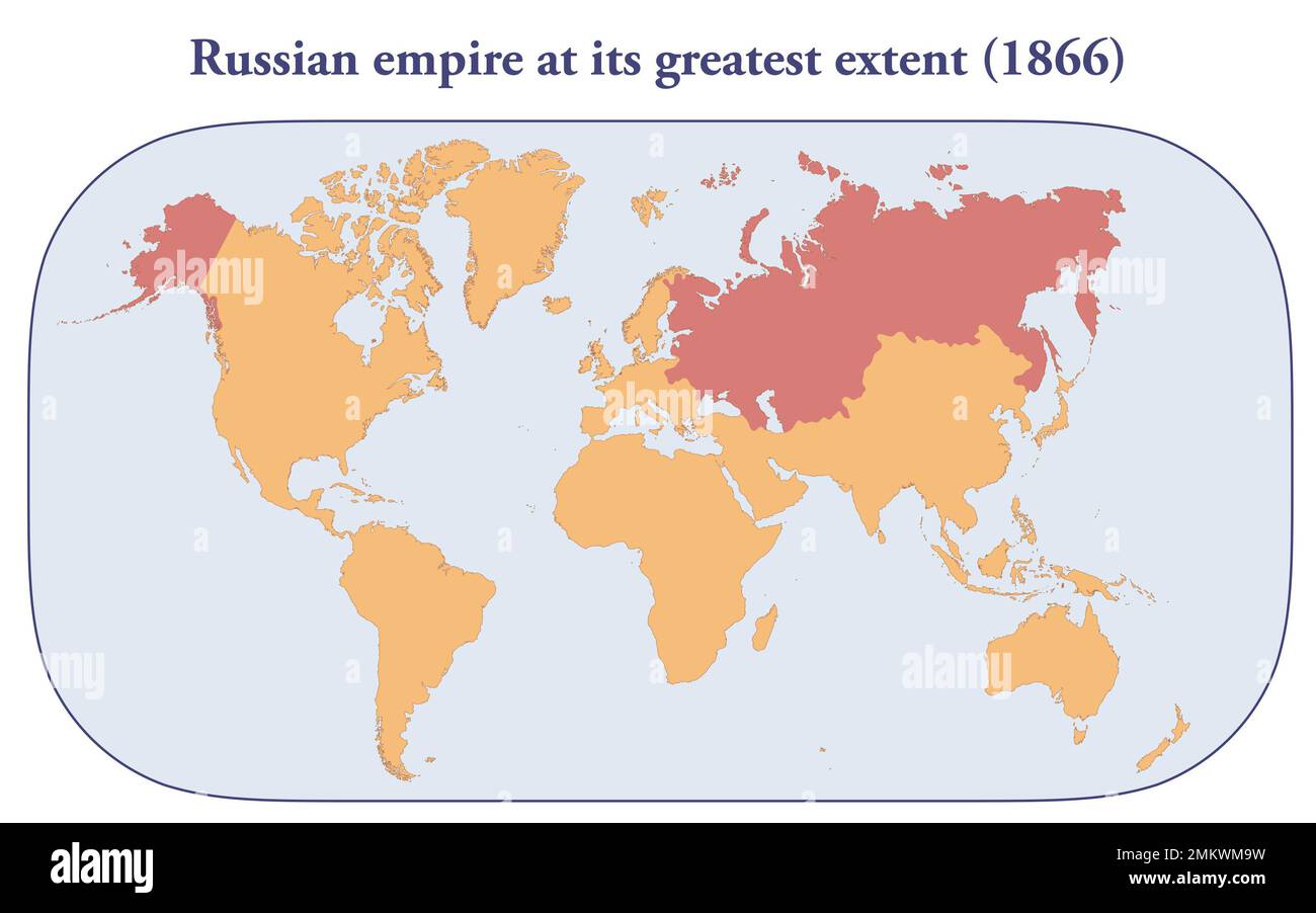 The Russian empire at its greatest extent in 1866 Stock Photo