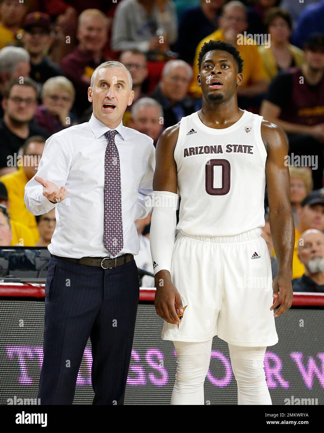 Arizona State head coach Bobby Hurley in the first half during an NCAA  college basketball game against Kansas, Saturday, Dec. 22, 2018, in Tempe,  Ariz. (AP Photo/Rick Scuteri Stock Photo - Alamy