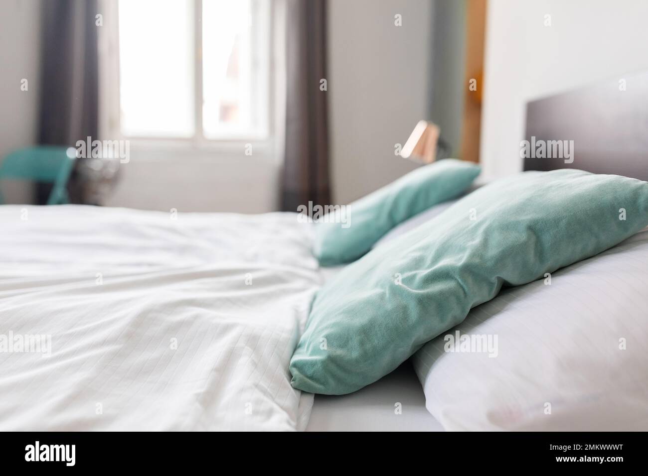 Closeup shot cozy bed hi-res stock photography and images - Alamy