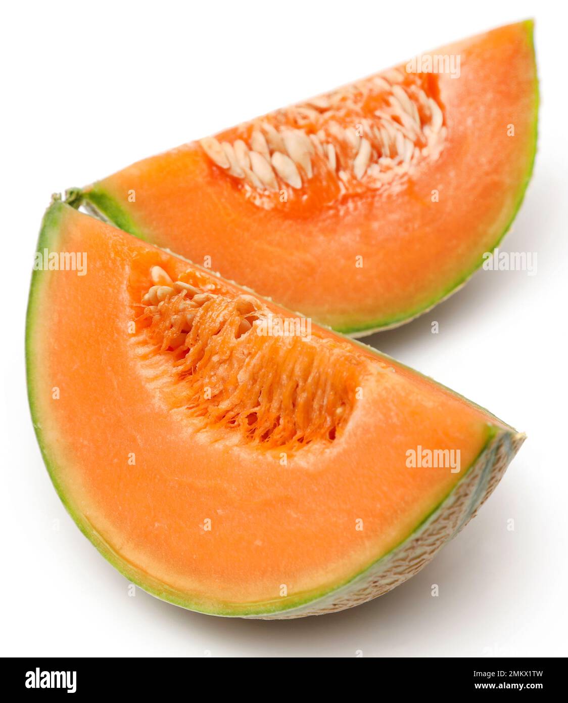 Cantaloupe or rockmelon over white background Stock Photo