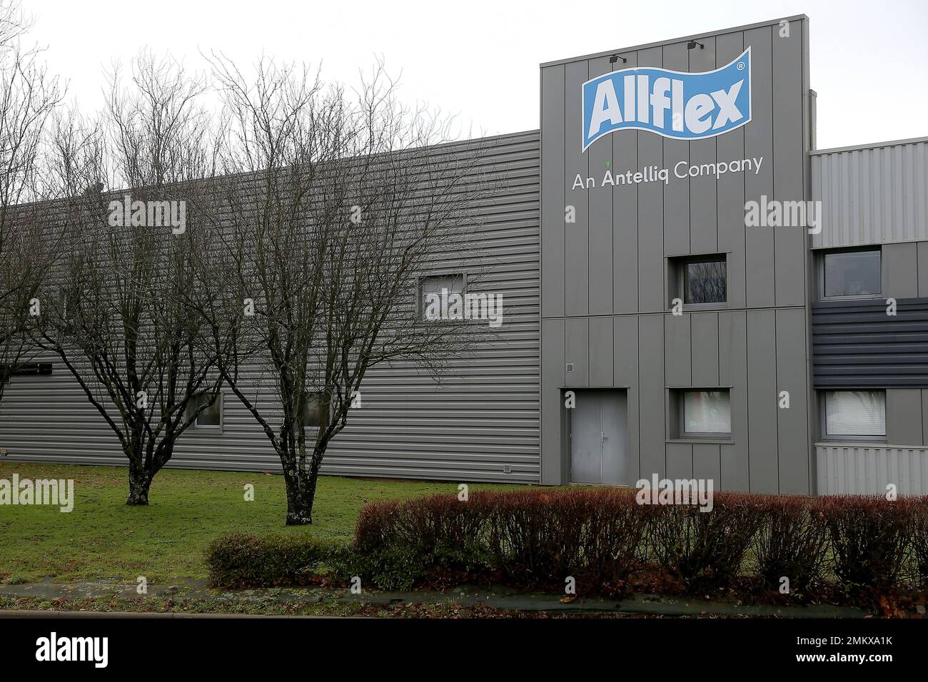 The Logo of Antelliq headquarters is pictured in Vitre, western France,  Wednesday , 2018. Global animal health company Merck has bought  Antelliq, the parent company of animal identification and monitoring  systems manufacturer