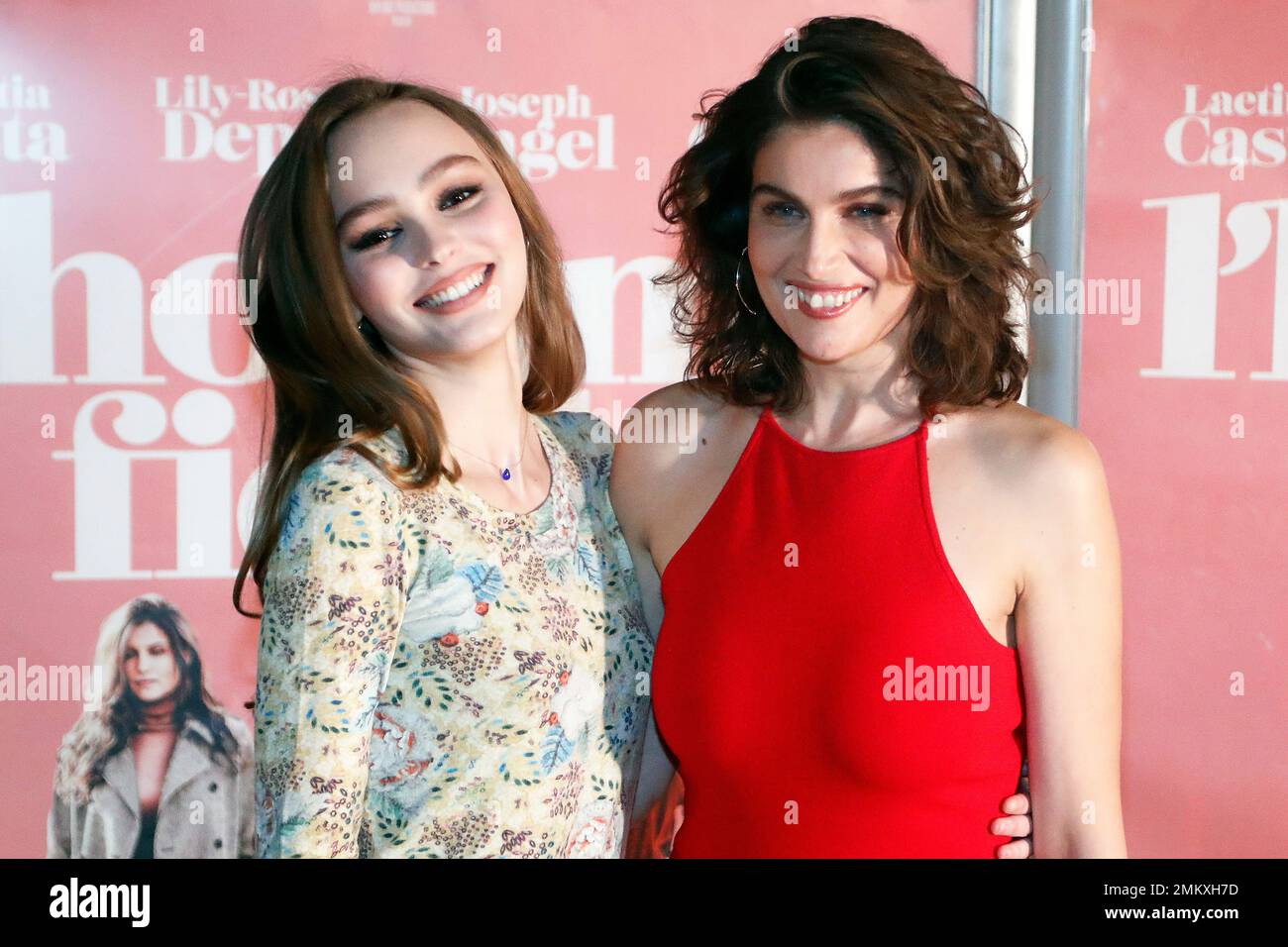 Actresses Lily Rose Depp, left, and Laetitia Casta pose for
