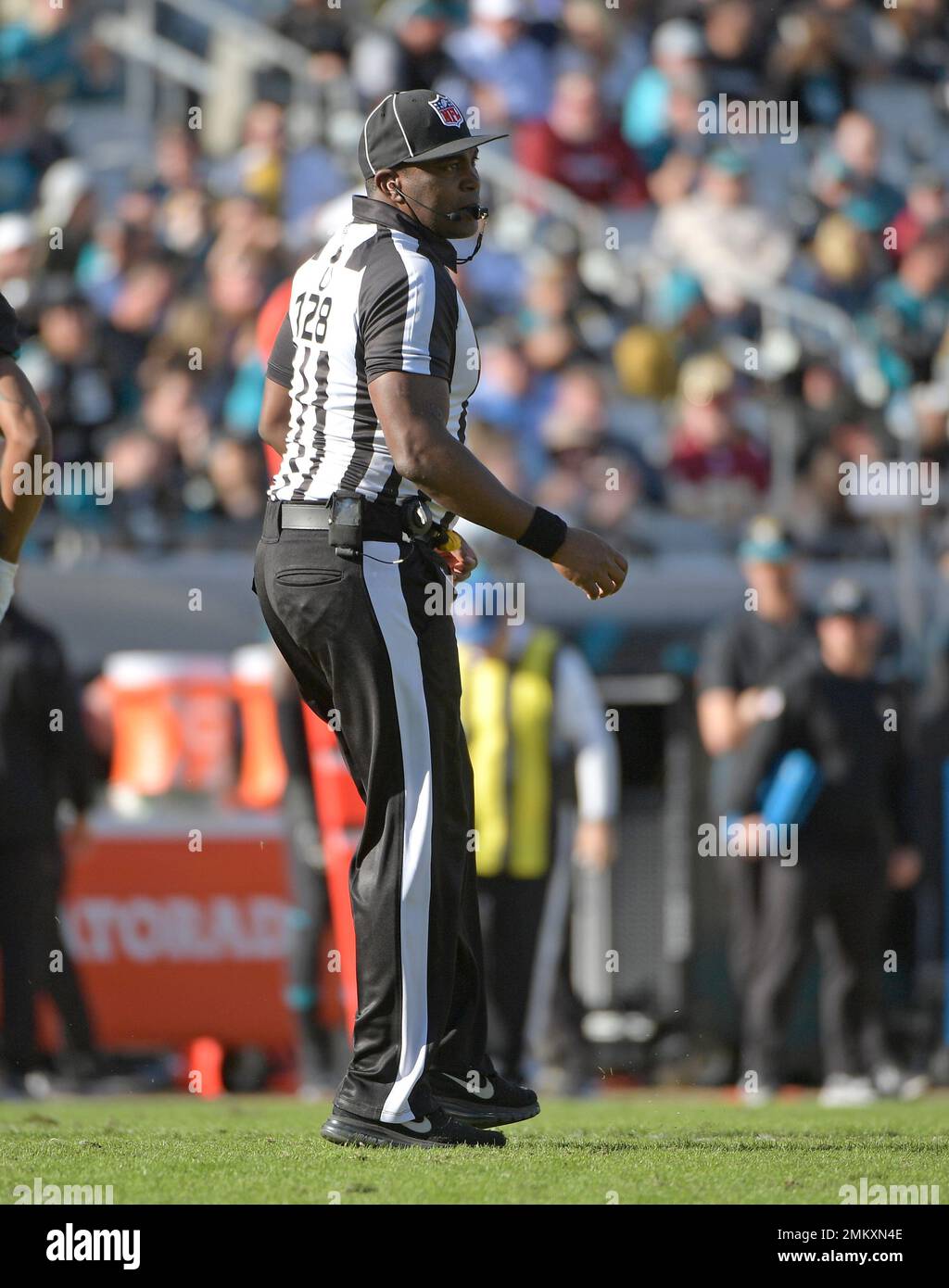 NFL umpire Ramon George (128) during an NFL preseason game between