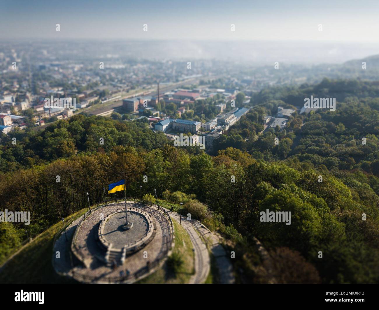 Lviv, Ukraine, panorama, downtown bird's-eye view, the historical part ...