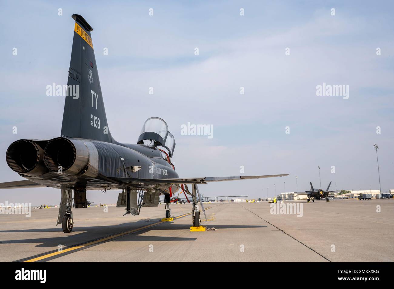 A T-38A Talon assigned to the 2d Fighter Training Squadron and an F-35A ...