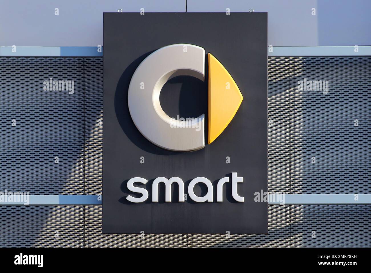 Italy, year 2023, Smart automotive car industry brand, illuminated sign