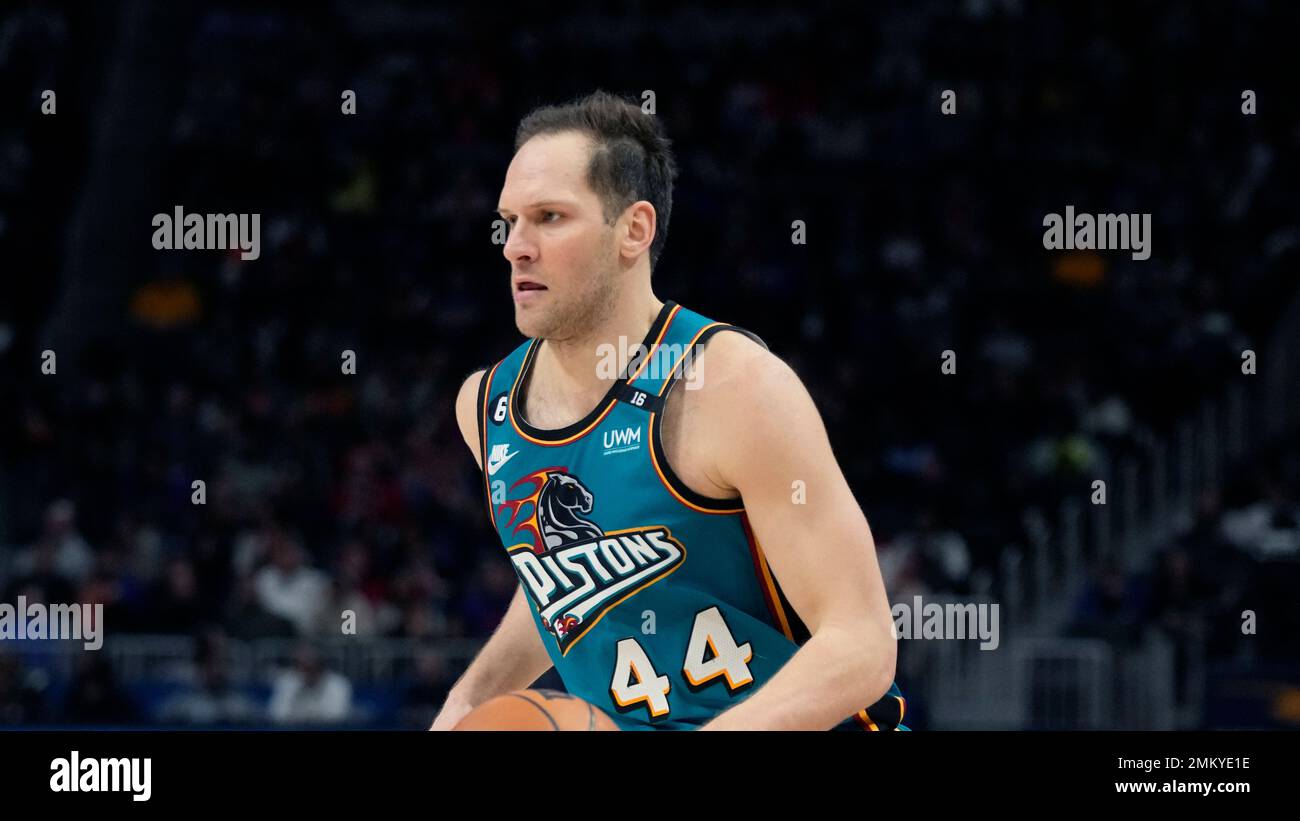 Detroit Pistons forward Bojan Bogdanovic plays during the second half