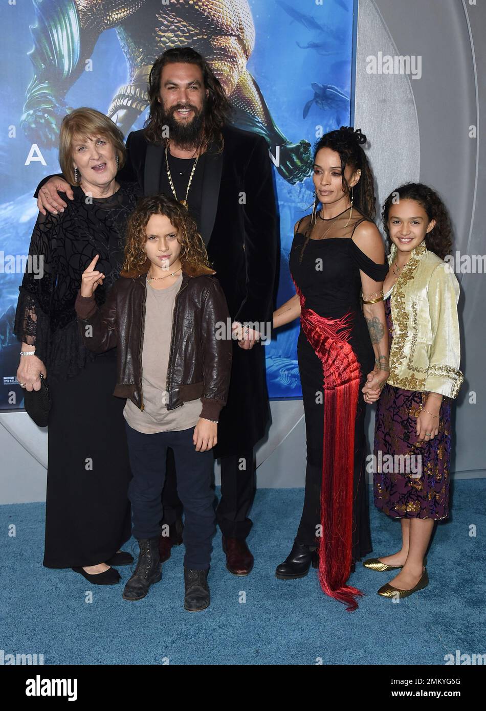 Coni Momoa, from left, Nakoa-Wolf Manakauapo Namakaeha Momoa, Jason