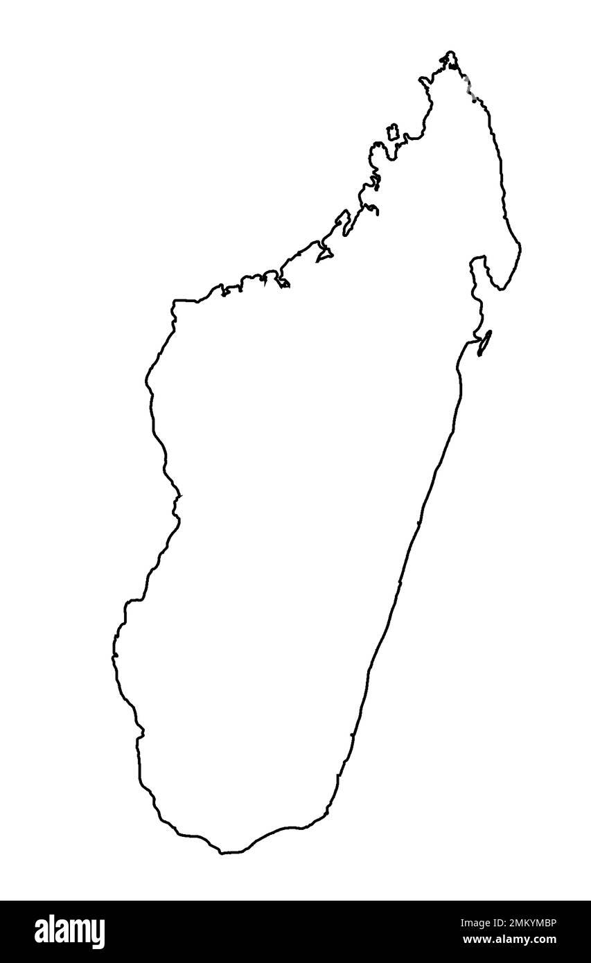 Madagascar silhouette outline map over a white background Stock Photo