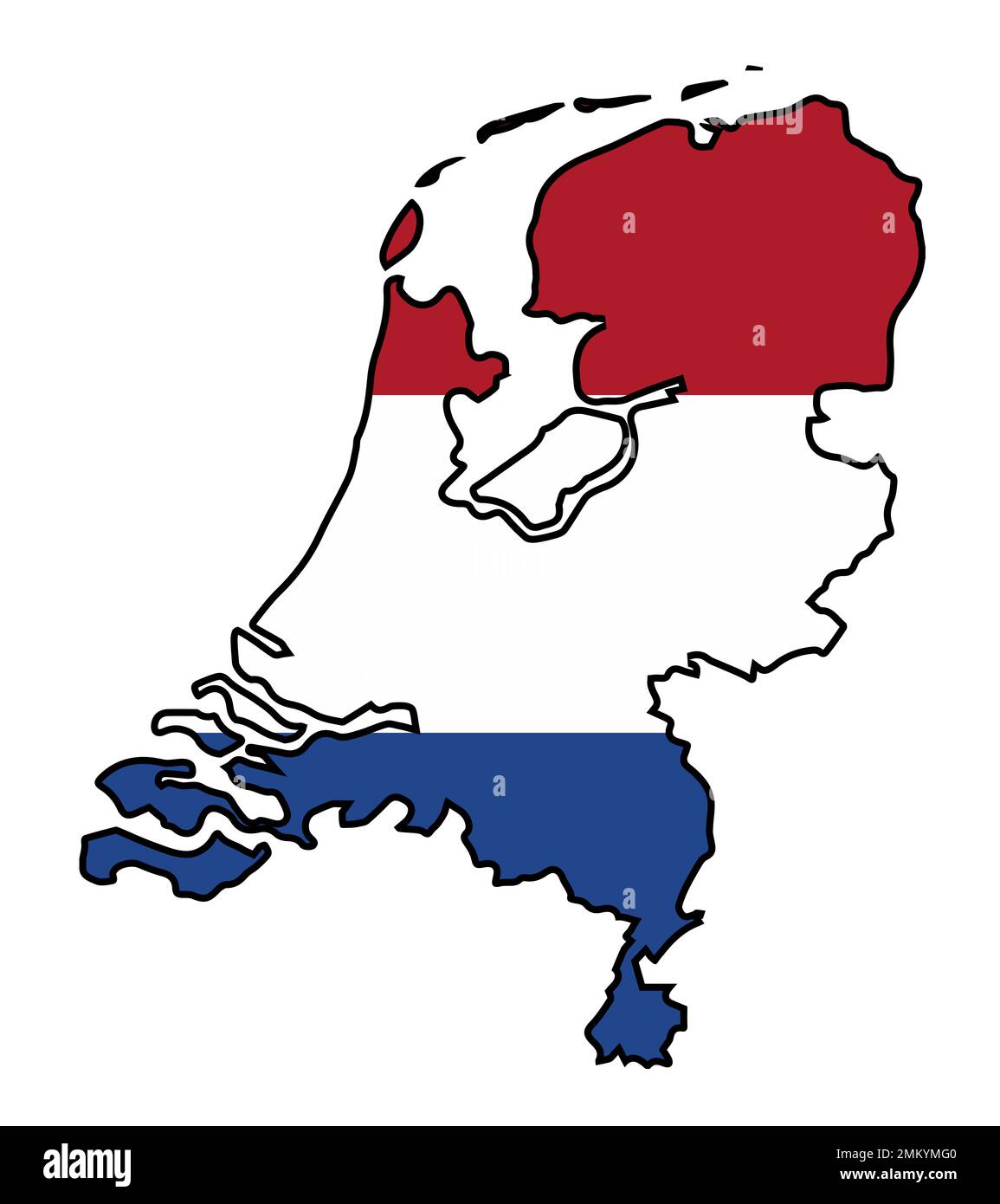 Outline Silhouette Flag Map Of The Netherlands Over A White Background   Outline Silhouette Flag Map Of The Netherlands Over A White Background 2MKYMG0 