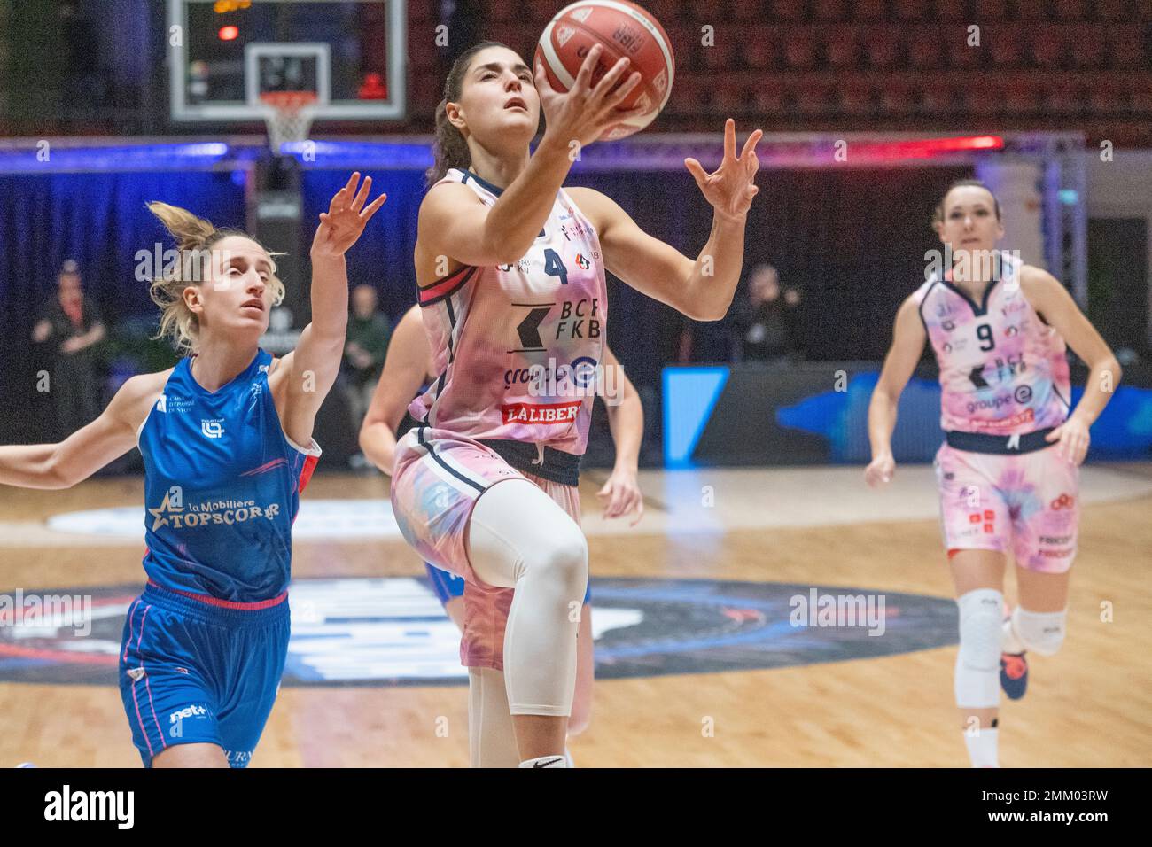 Montreux Switzerland, 01/29/2023: Flora Nancy of BCF Fribourg is in action  during Final of Swiss Basketball League 2023. The final of the Swiss  Basketball League took place at the Perrier sports hall