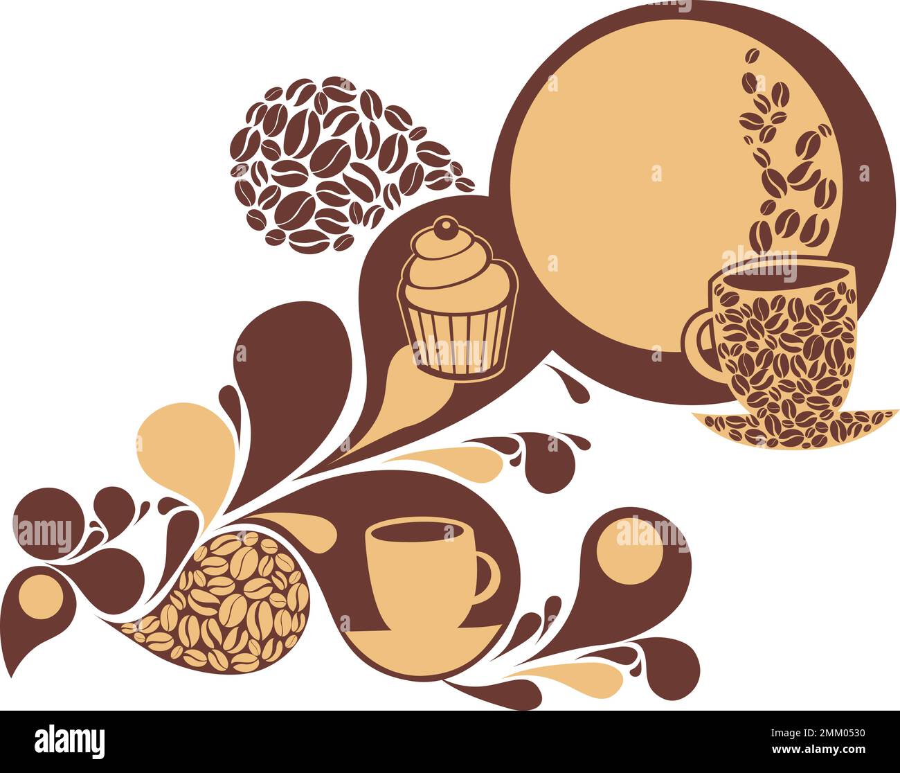 Coffee and dessert decorative background. Flat vector illustration Stock Vector