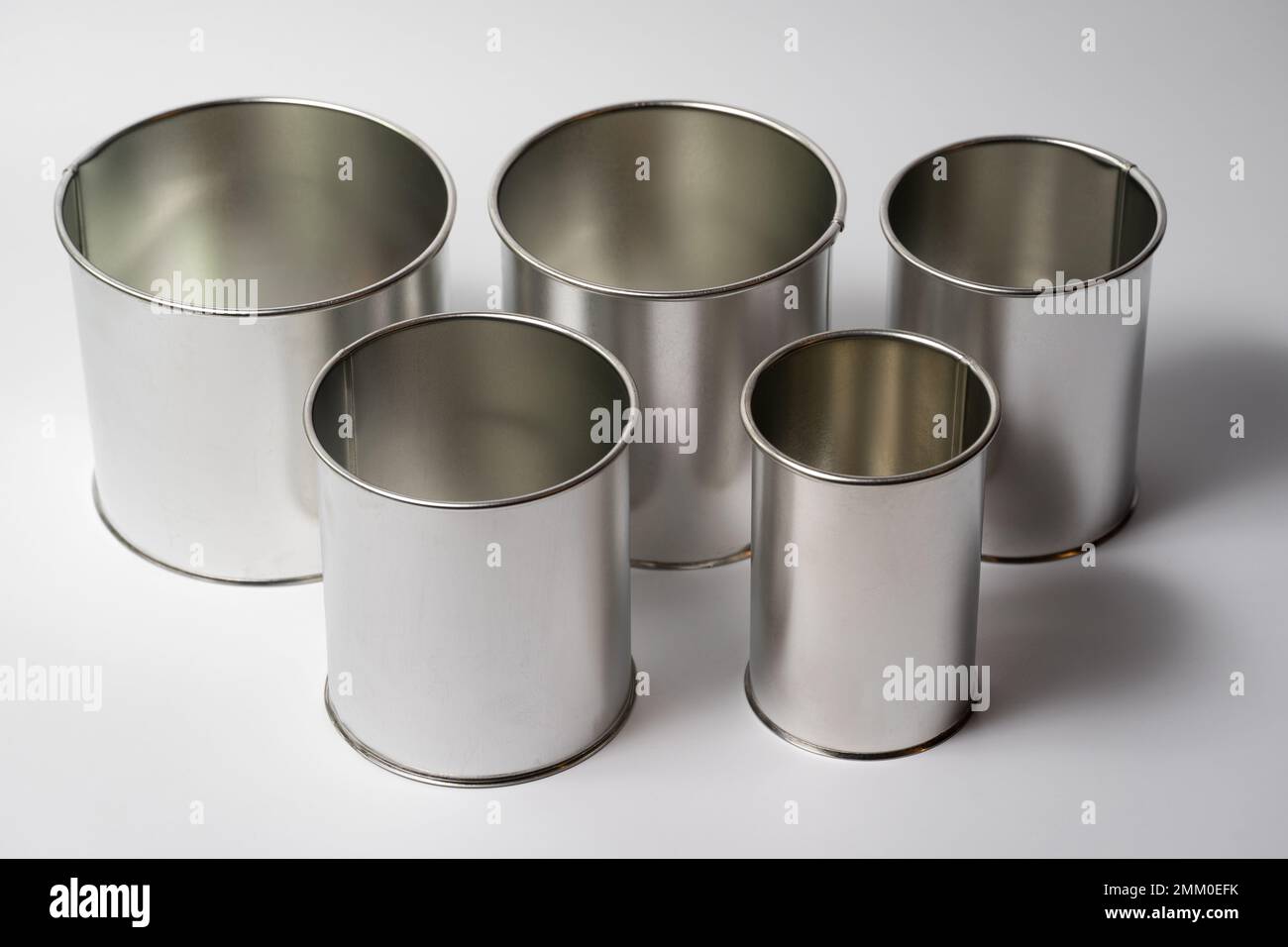 metal round forms for baking Easter for Easter in Ukraine, isolated on a white background Stock Photo