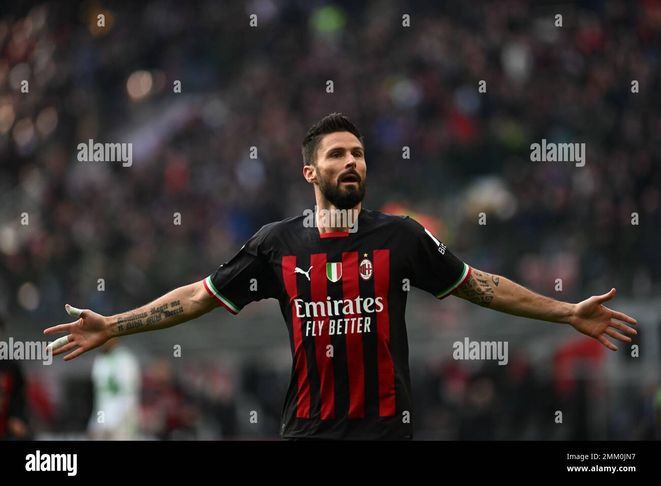 Milan, Italy. 29th Jan, 2023. Olivier of Ac Milan celebrating after a goal Italian Serie A football match between AC Milan and US Sassuolo on 29 January 2023