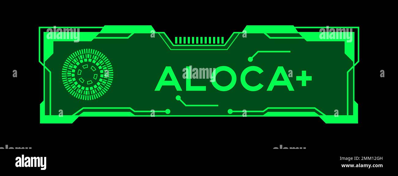 Green color of futuristic hud banner that have word ALCOA (Abbreviation of Attributable, Legible, Contemporaneous, Original and Accurate) plus on user Stock Vector