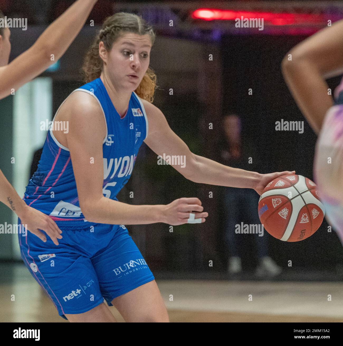 Montreux Switzerland, 01/29/2023: Eva Riga of Women Non Basket (5) is in action during Final of Swiss Basketball League 2023. The final of the Swiss Basketball League took place at the Perrier sports hall in the famous town of Montreux-Clarens. (Credit: Eric Dubost/Alamy Live News). Stock Photo