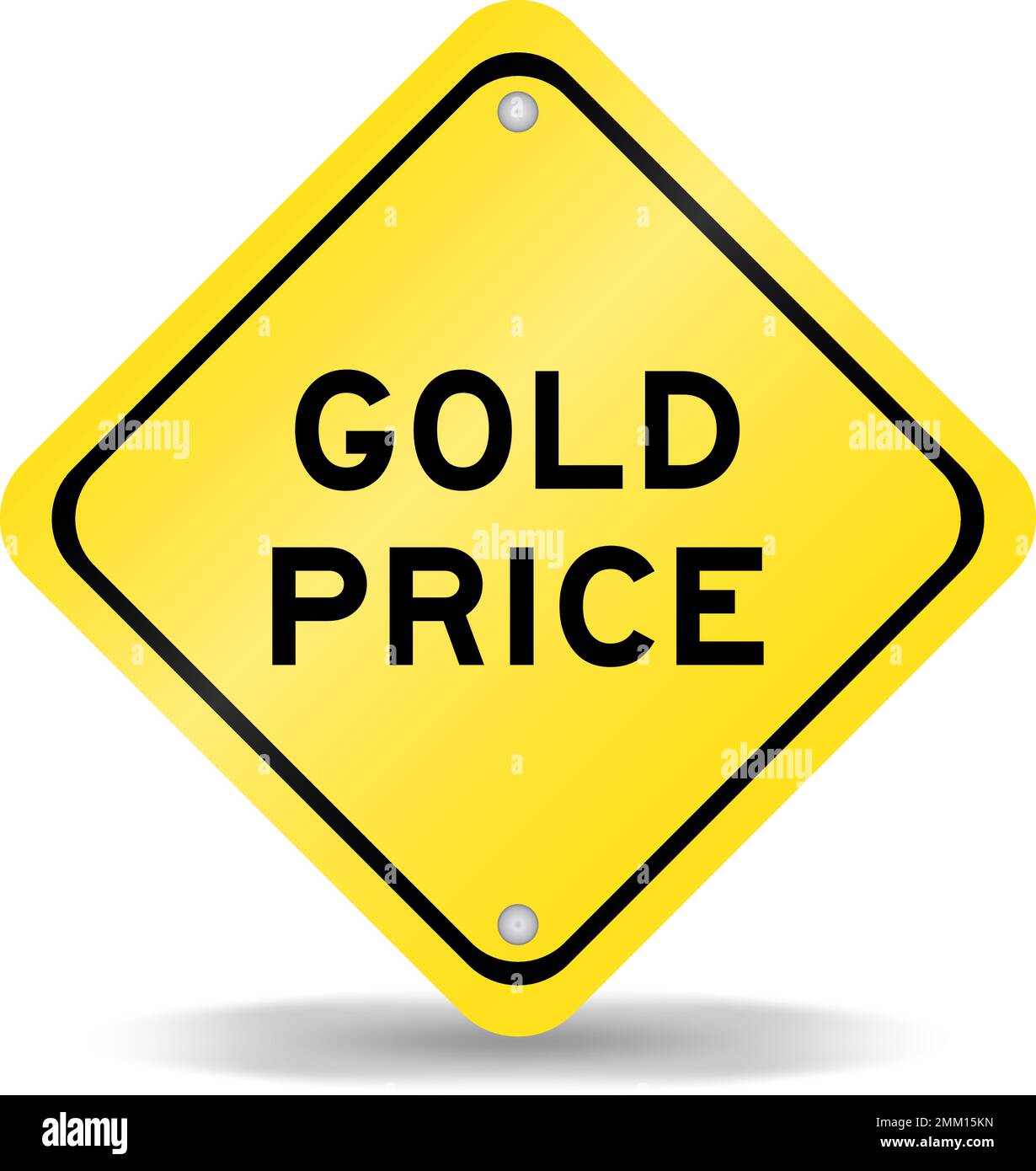 Yellow color transportation sign with word gold price on white background Stock Vector Image