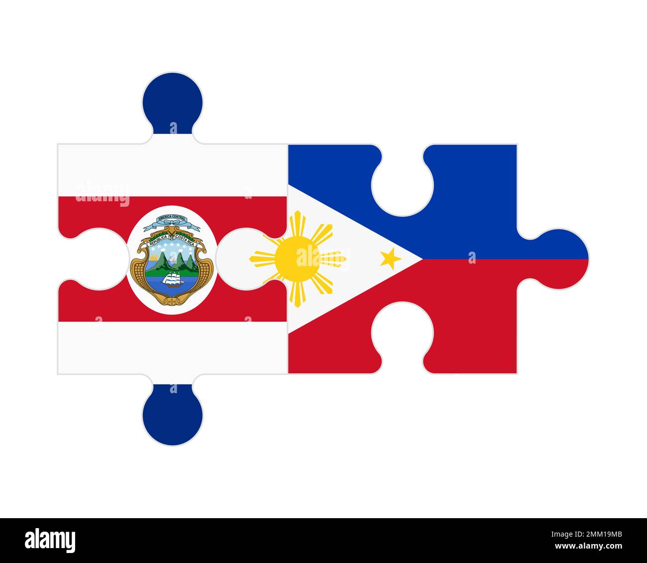 Connected puzzle of flags of Costa Rica and Philippines, vector Stock