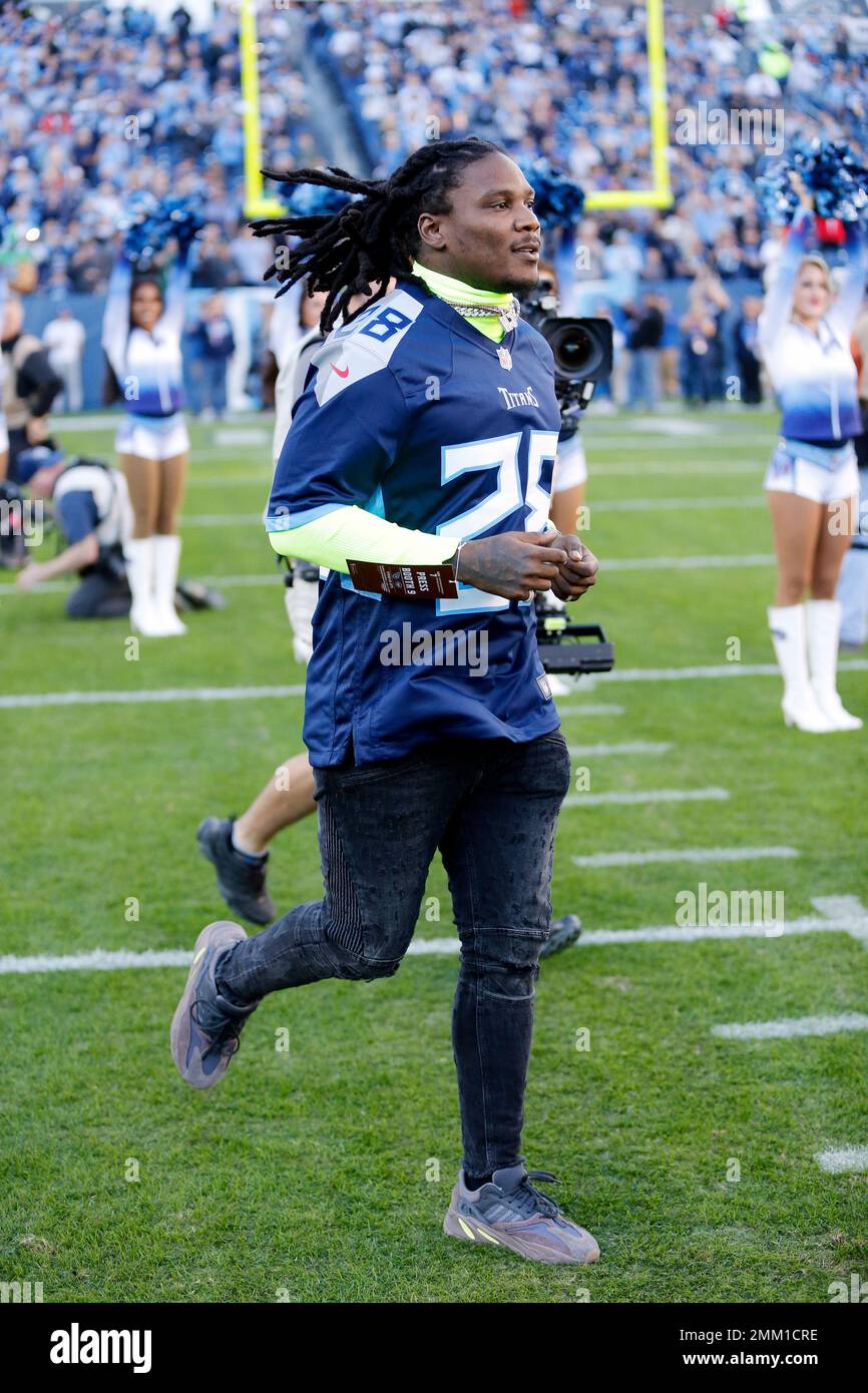 Former Tennessee Titans running back Eddie George stands during a ceremony  retiring his number during an NFL football game between the Titans and the  Indianapolis Colts Sunday, Sept. 15, 2019, in Nashville