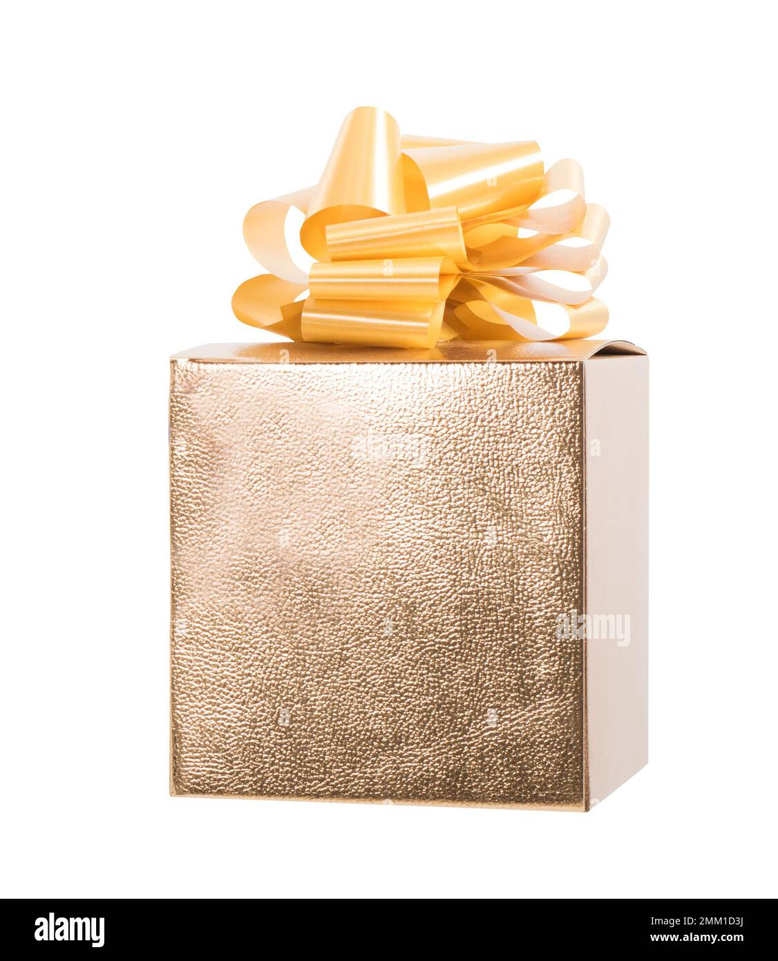 Big gift box decorated with golden paper and bow Stock Photo Alamy