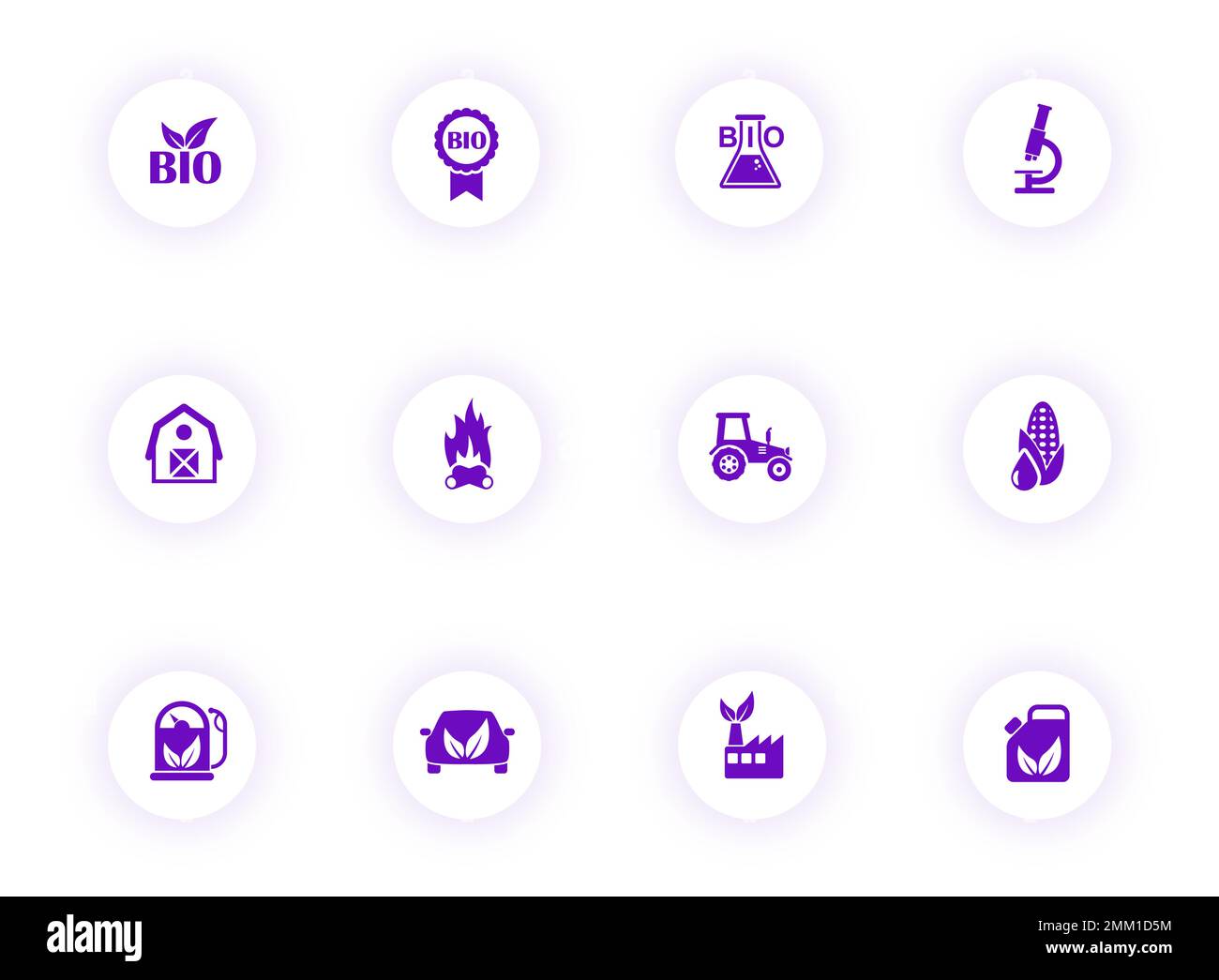 bio fuel purple color vector icons on light round buttons Stock Vector ...