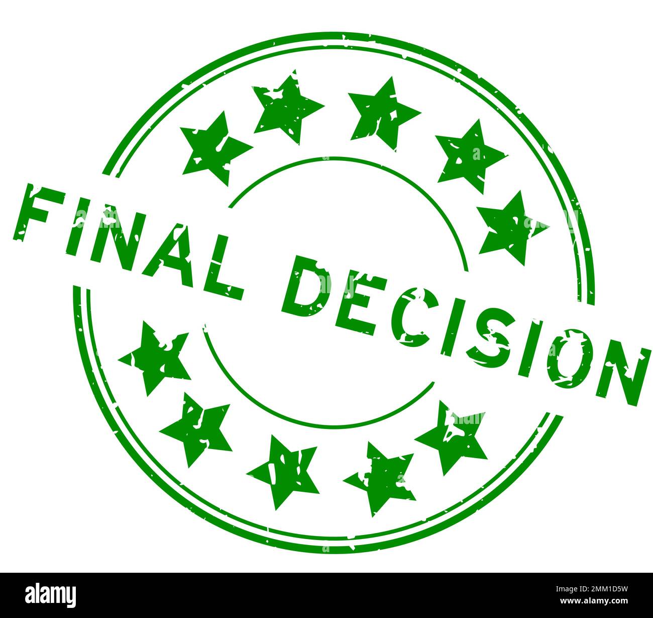 Grunge green final decision word with star icon round rubber seal stamp on white background Stock Vector