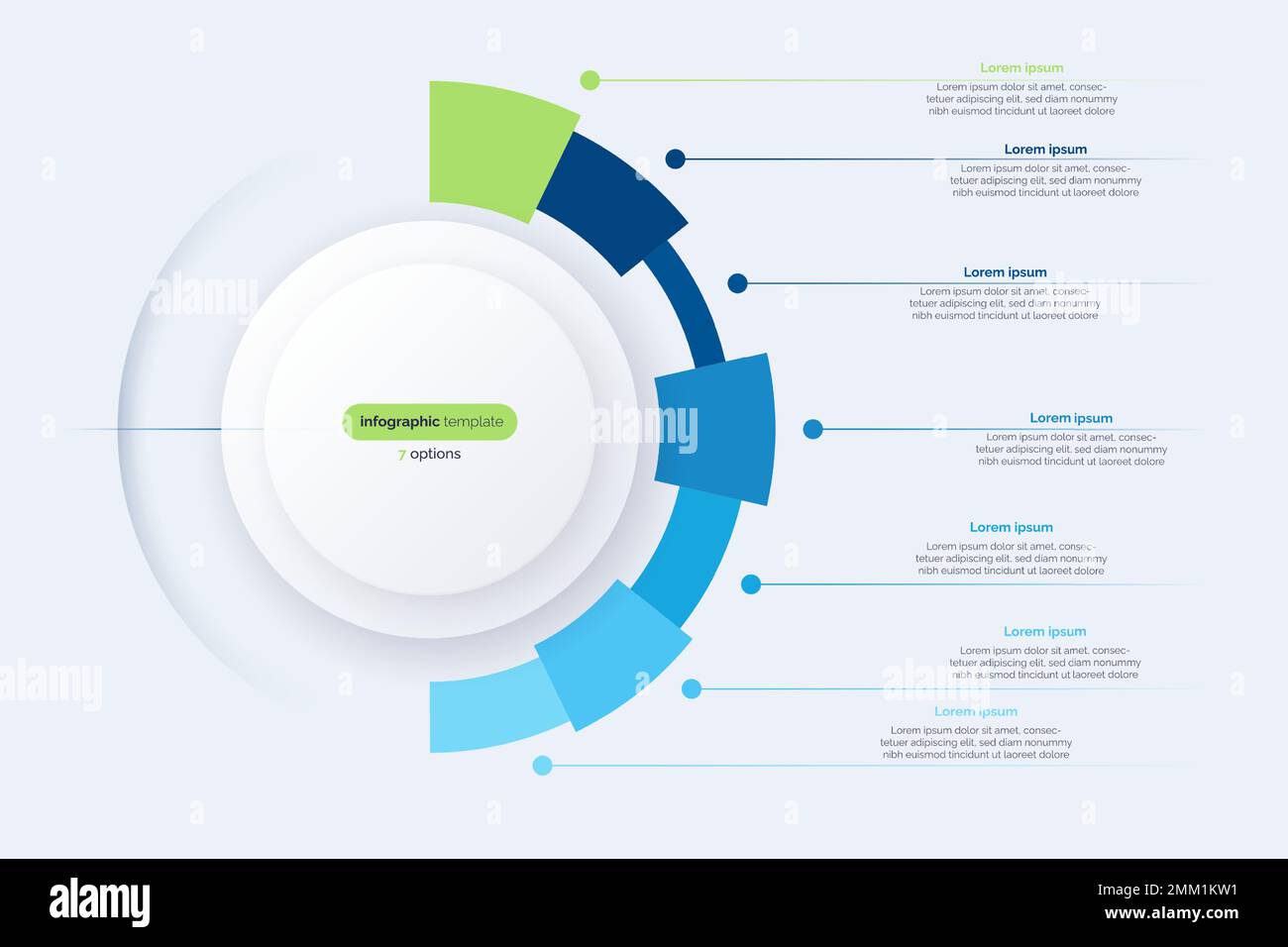 Seven option circle infographic diagram. Vector illustration Stock Vector