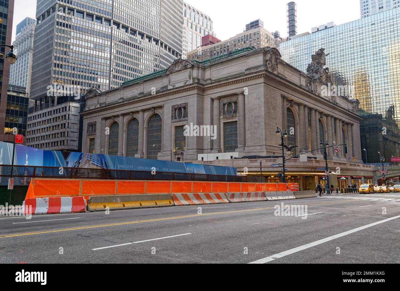 Rare view of Grand Central Terminal: After the site of One Vanderbilt was demolished, and before construction reached street level. Stock Photo