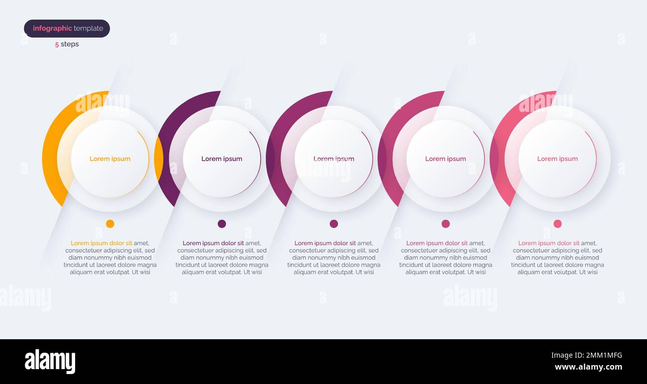 Vector minimalistic infographic template composed of 5 circles Stock Vector