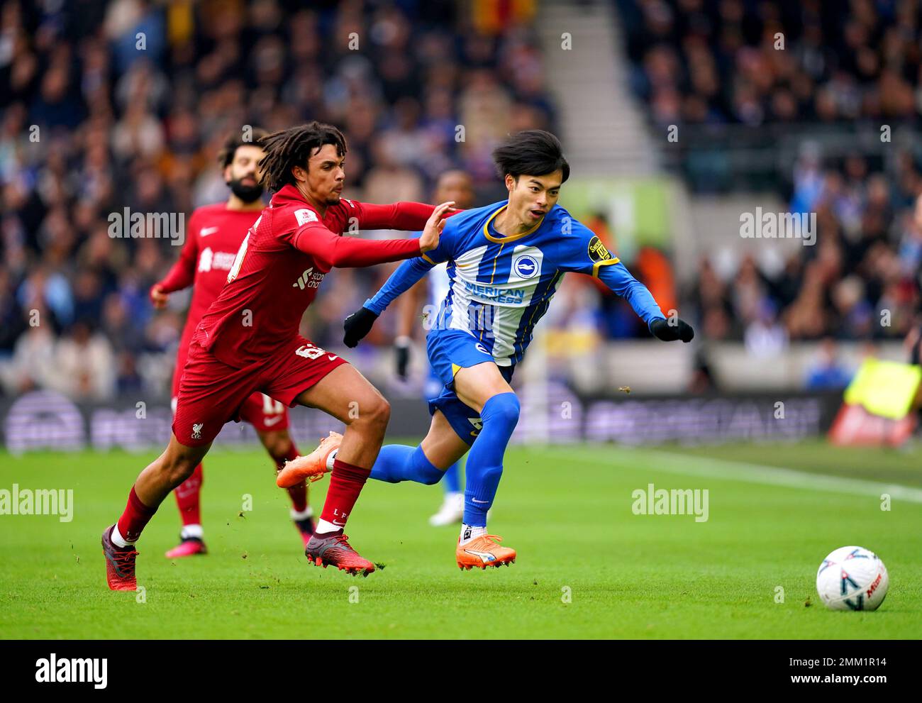 Liverpool's Trent Alexander-Arnold (left) and Brighton and Hove Albion ...