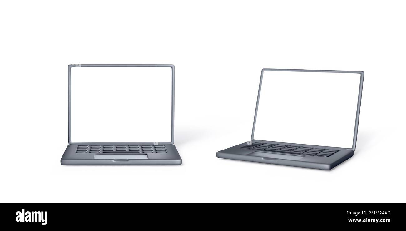 Black Laptop in 3D style. Laptop mockup for business concept or banners