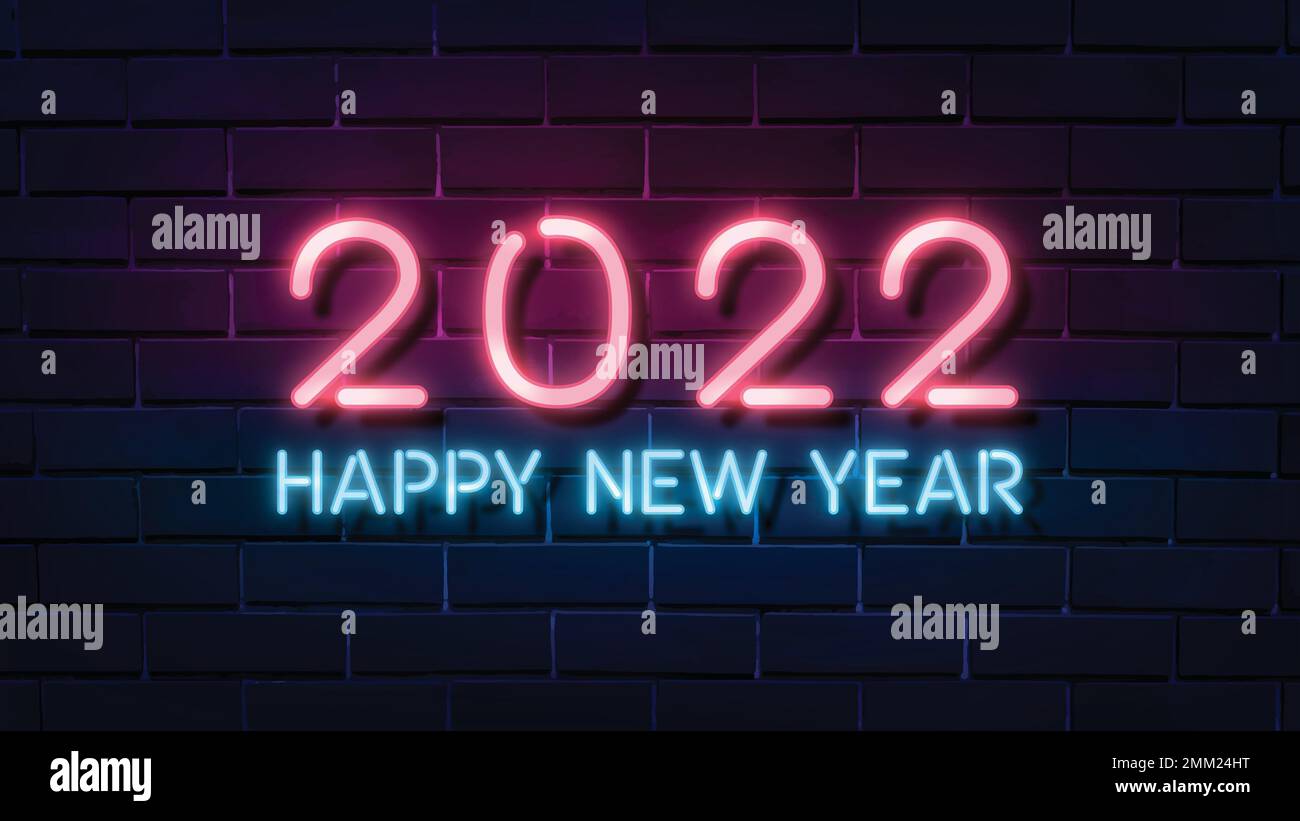 2022 neon HD wallpaper, high resolution new year desktop background ...