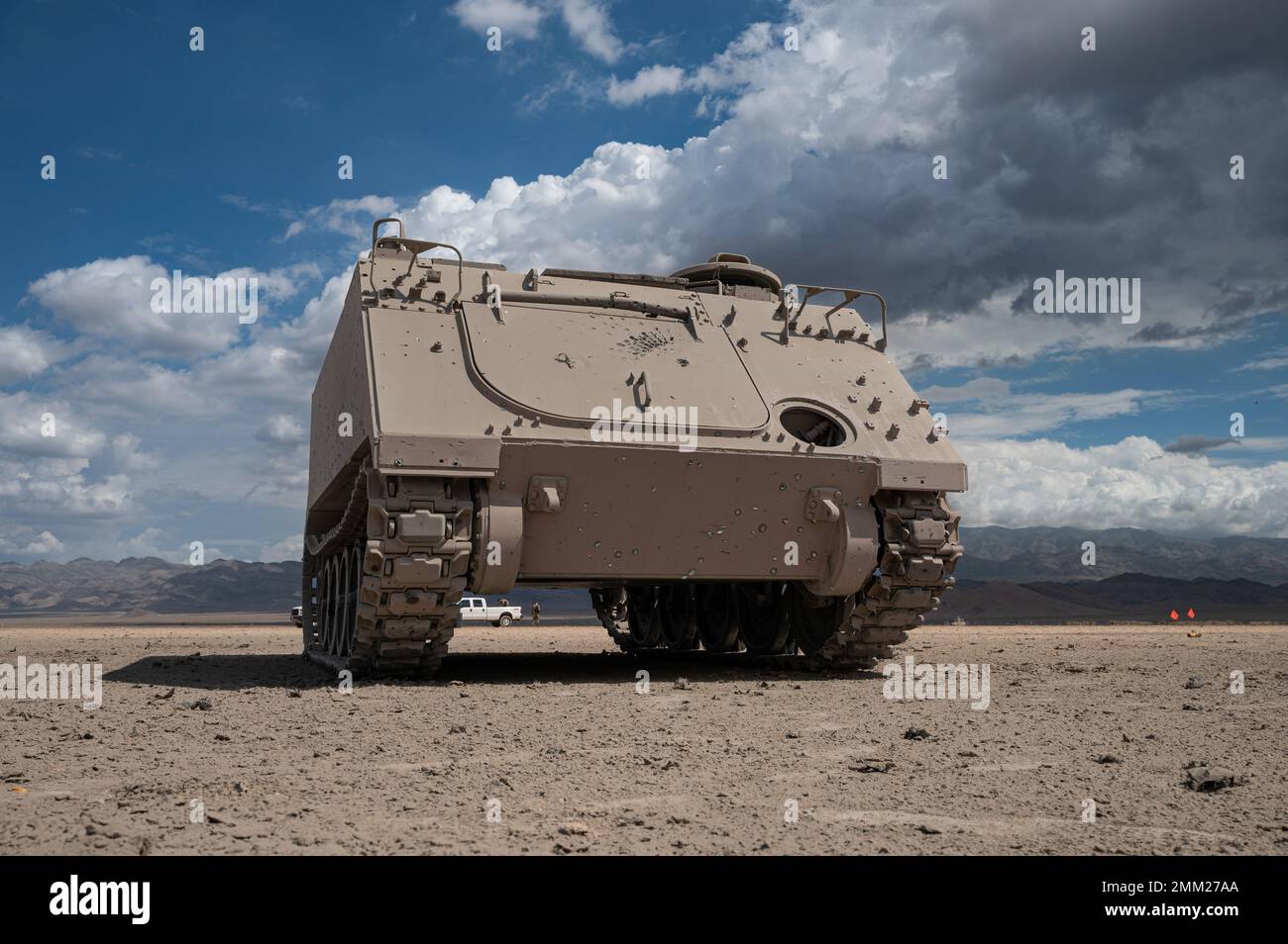 An armored target used to evaluate Cluster Bomb Unit bomblet dispersion ...