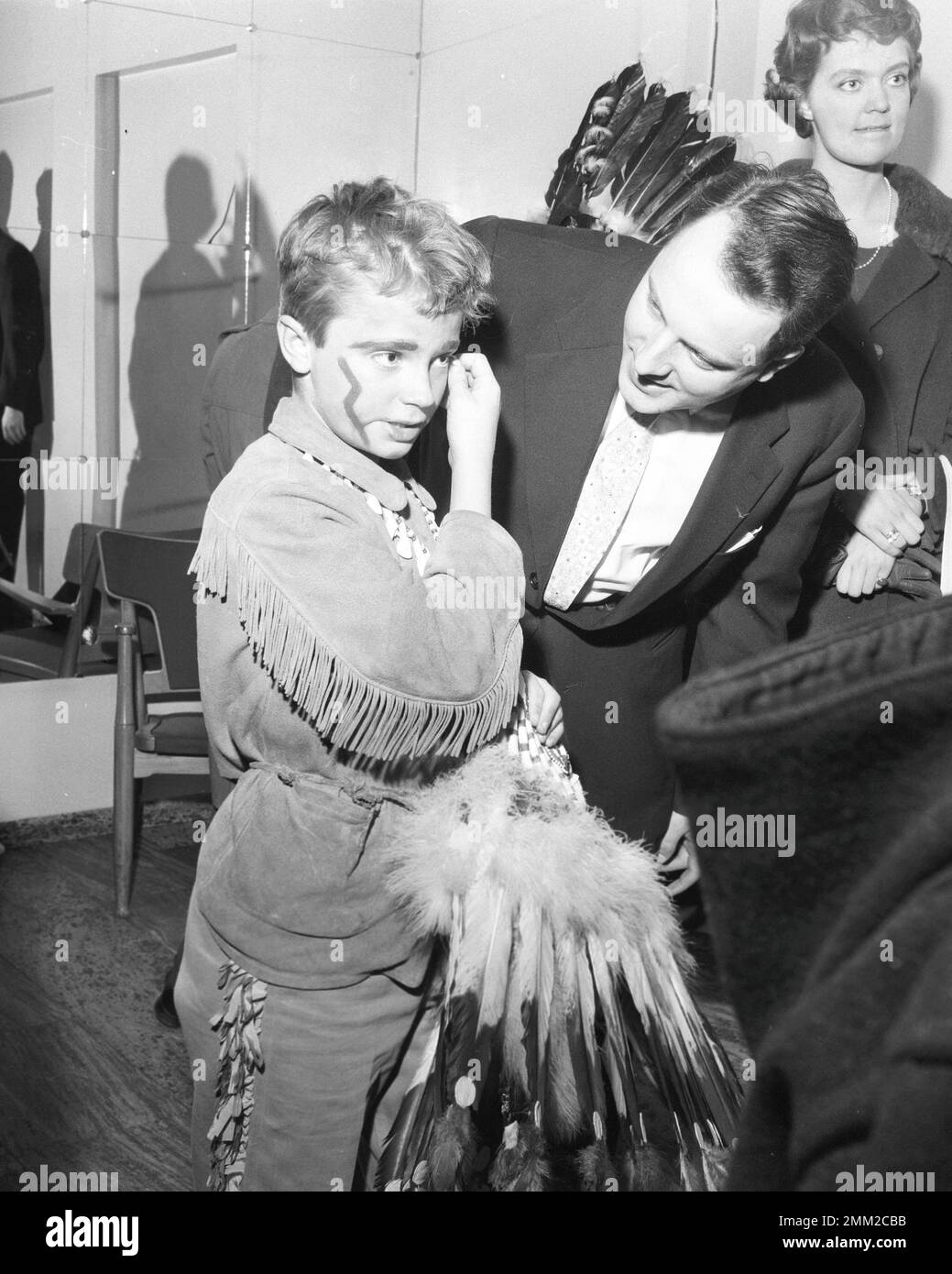 Carl XVI Gustaf, King of Sweden. Born 30 april 1946. Pictured wearing an native american costume at his school Broms 1958 at a costume party after finishing school. Stock Photo