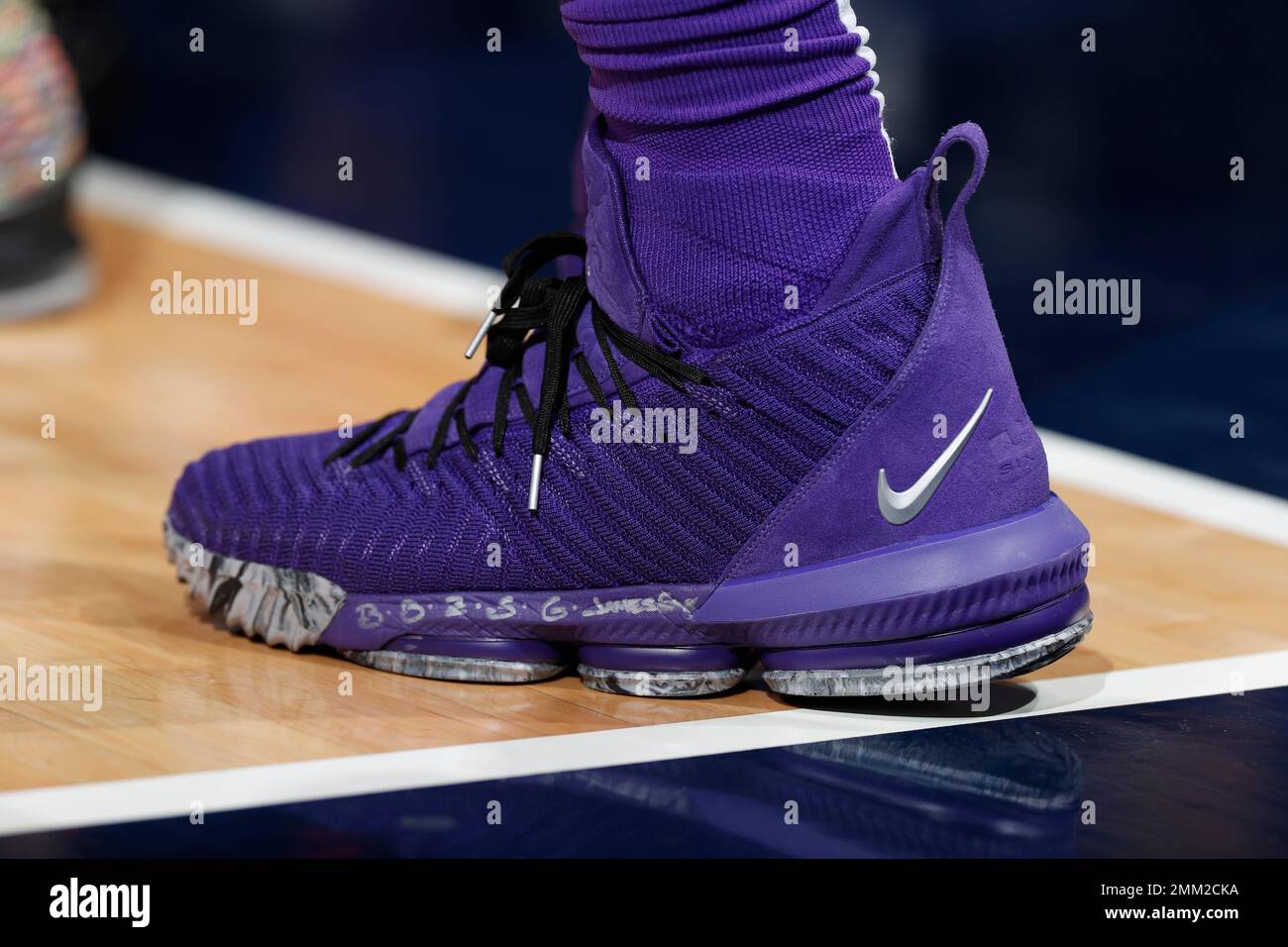 Los Angeles Lakers forward LeBron James (23) in his Nike Lebron shoes in  the second half