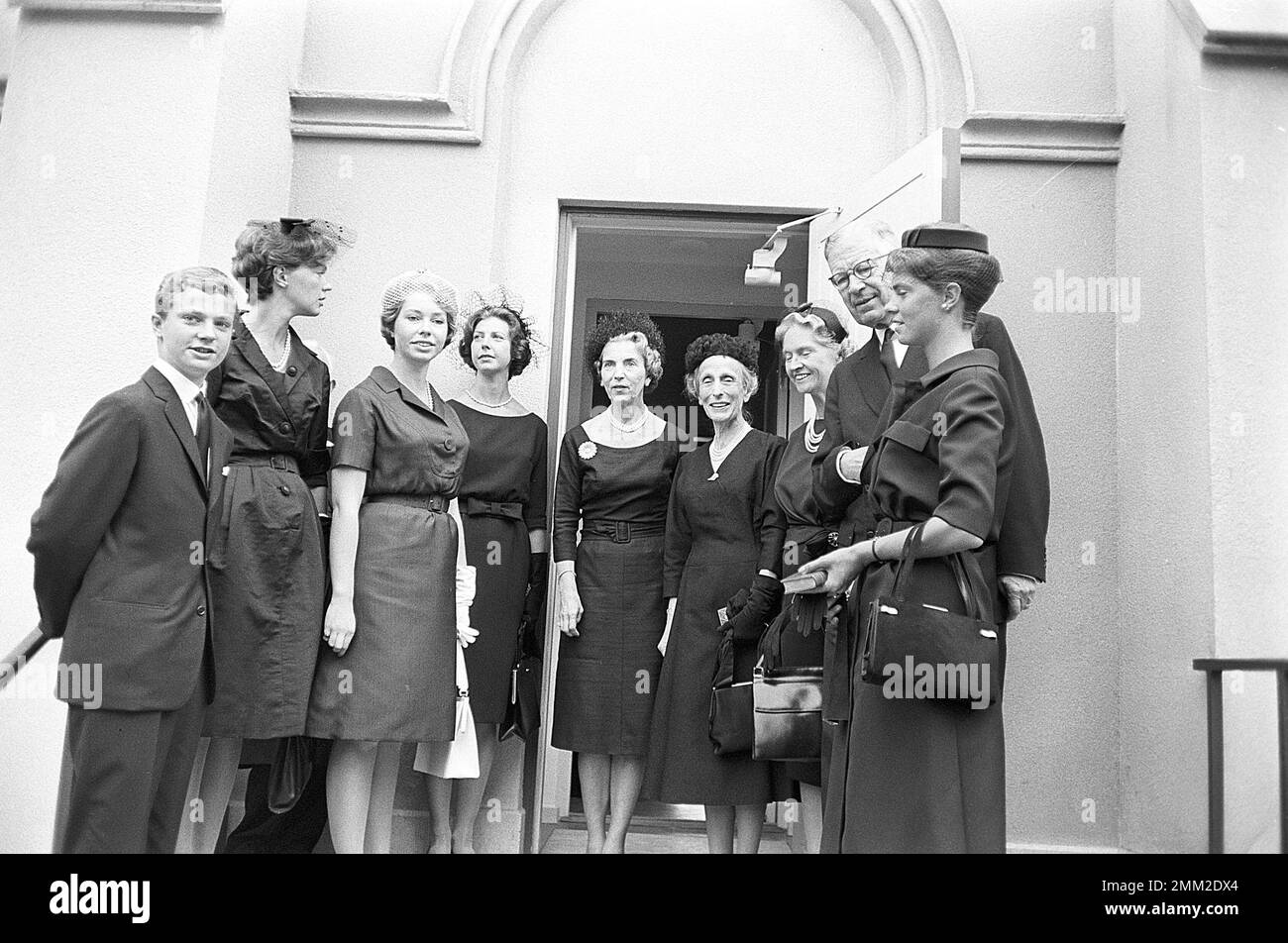 Carl XVI Gustaf, King of Sweden. Born 30 april 1946. Picture taken in connection with his confirmation 21 july 1962 at Borgholms church on the island of Öland. The swedish royal family attends the ceremony here the crown prince mother princess Sibylla and king Gustaf VI Adolf and his siblings Christina, Margaretha, Desirée and Birgitta. Queen Ingrid of Denmark and Queen Louise of Sweden in the middle. ref SC1020 Stock Photo