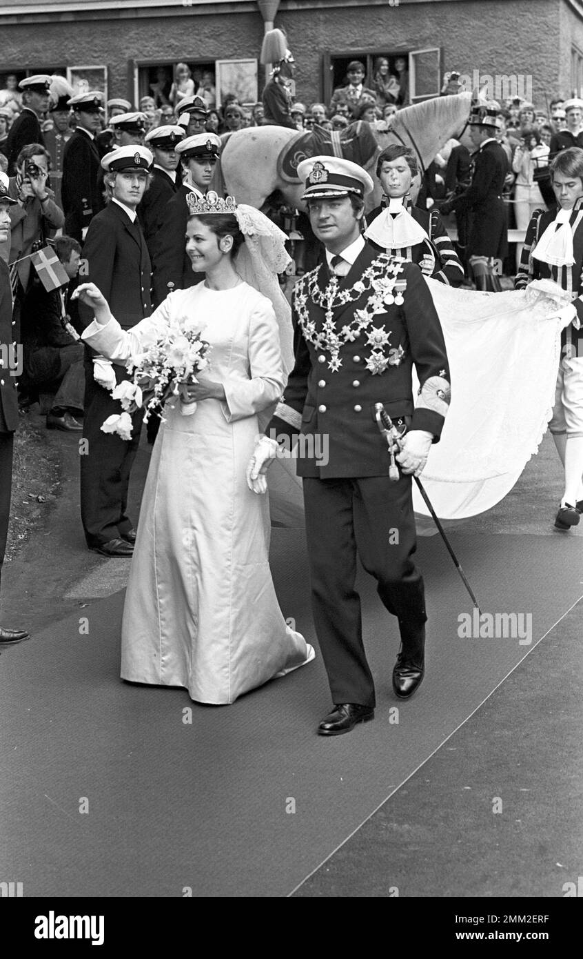 Wedding of Carl XVI Gustaf and Silvia Sommerlath. Carl XVI Gustaf, King of Sweden. Born 30 april 1946. The wedding 19 june 1976 in Stockholm. Stock Photo