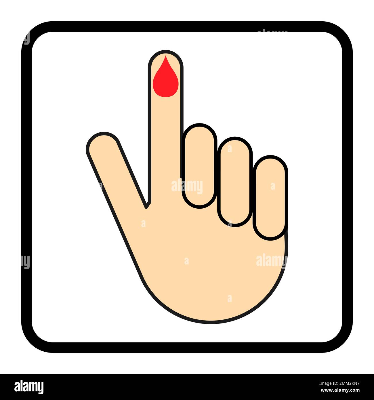Hand finger with drop blood icon, medical health test symbol, control
