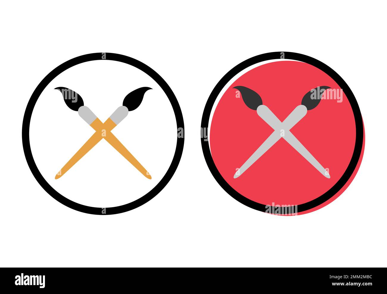 Set of Flat art tool brush instrument, artist web design graphic vector ...