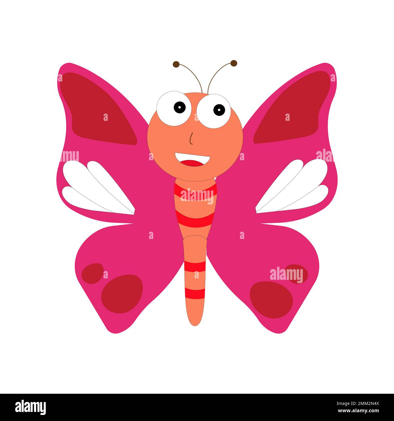 Cartoon butterfly illustration. Cute smiling character for childish