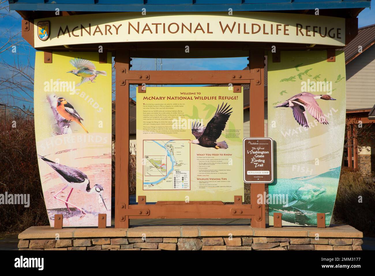 Kiosk, McNary National Wildlife Refuge, Washington Stock Photo