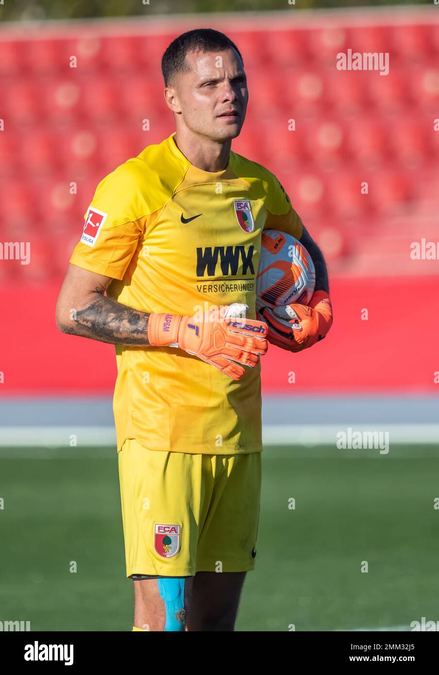 La Nucia, Spain – January 11, 2023. FC Augsburg goalkeeper Rafal Gikiewicz during club friendly Ferencvaros vs Augsburg (2-0). Stock Photo