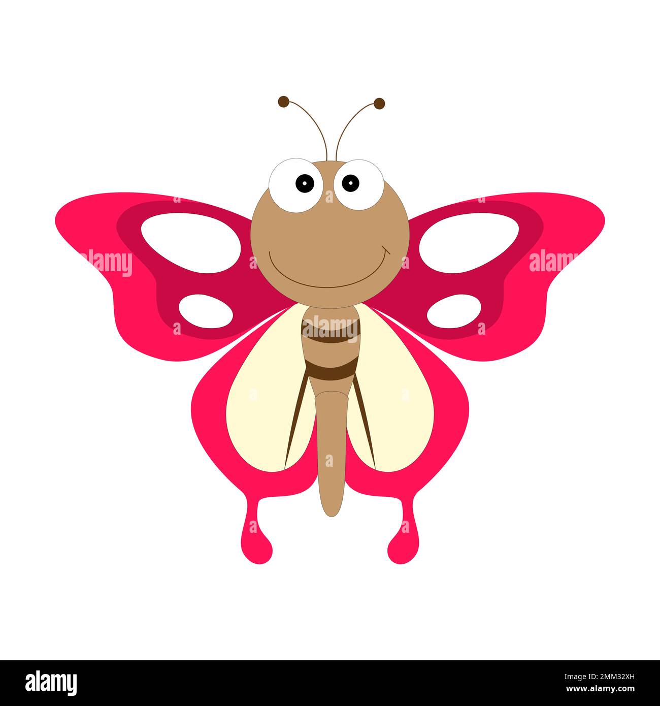 Cartoon butterfly illustration. Cute smiling character for childish