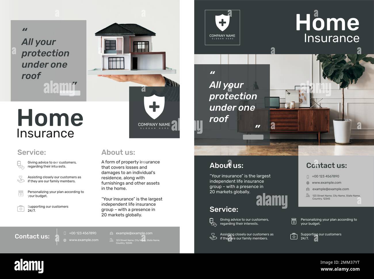 Home insurance template vector with editable text set Stock Vector Home insurance template vector with editable text set Stock Vector