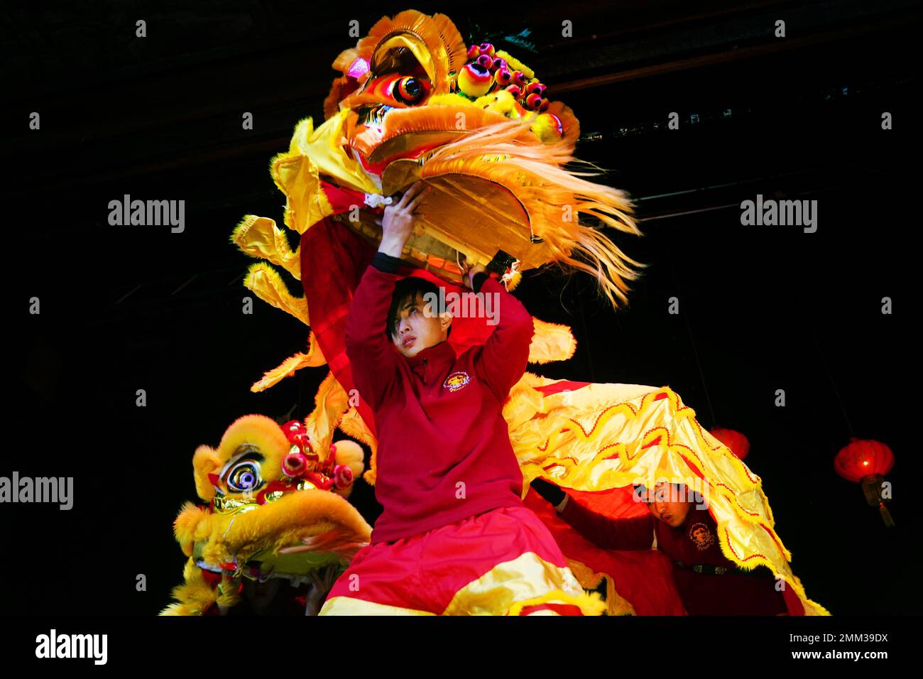 Members of the Flower City Dragon and Lion Dance Association during a