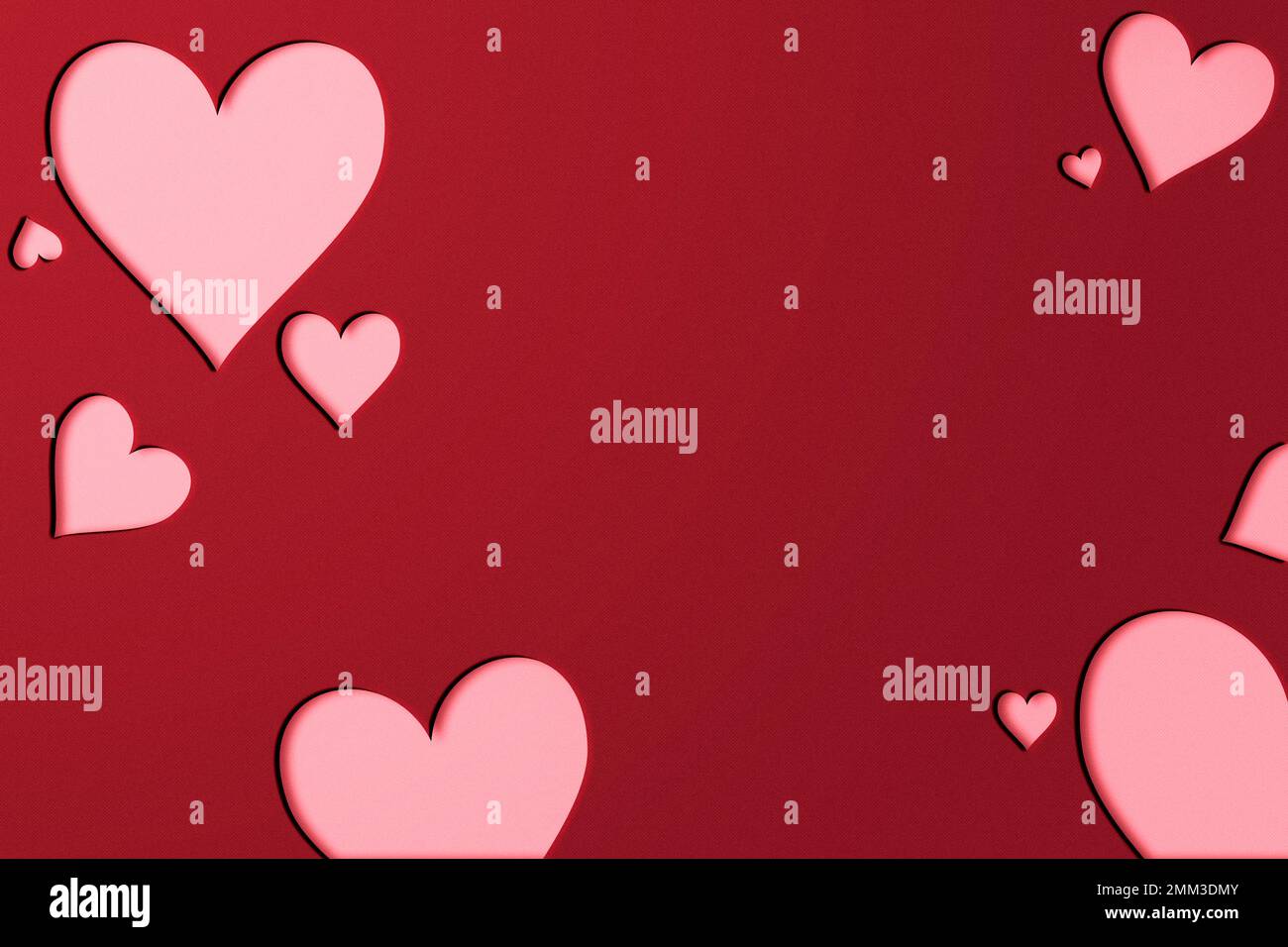 Red and pink background with hearts and copy space for Valentine's day ...
