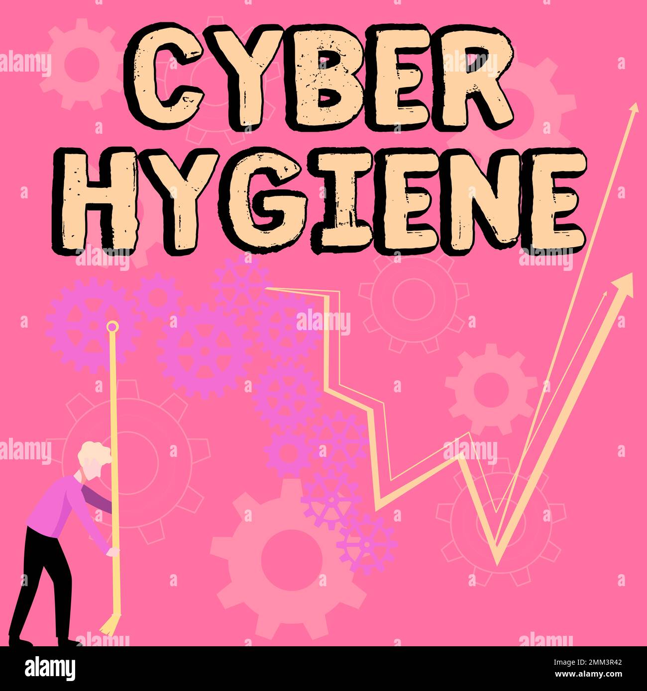 Text caption presenting Cyber Hygiene. Business approach steps that ...