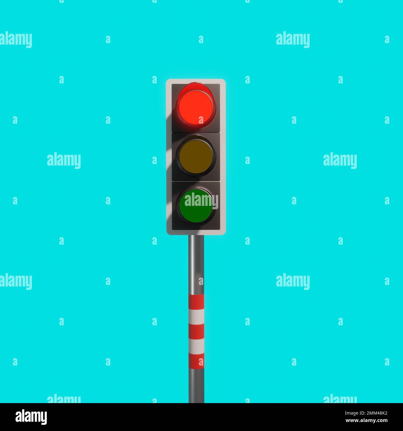 3D rendered Traffic light, Trafic signal with Red, Yellow, and Green