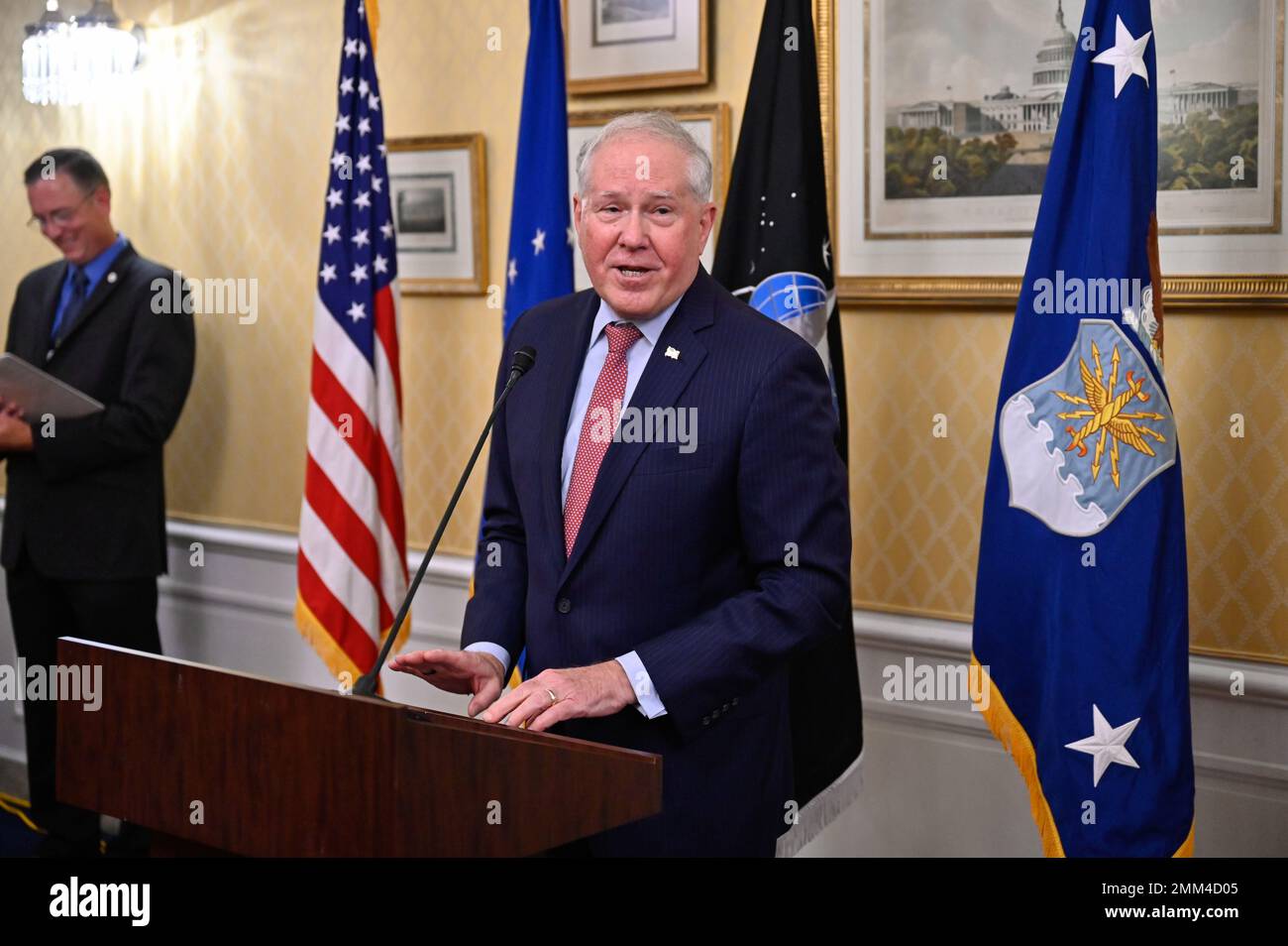 Secretary of the Air Force Frank Kendall makes remarks during the Air ...