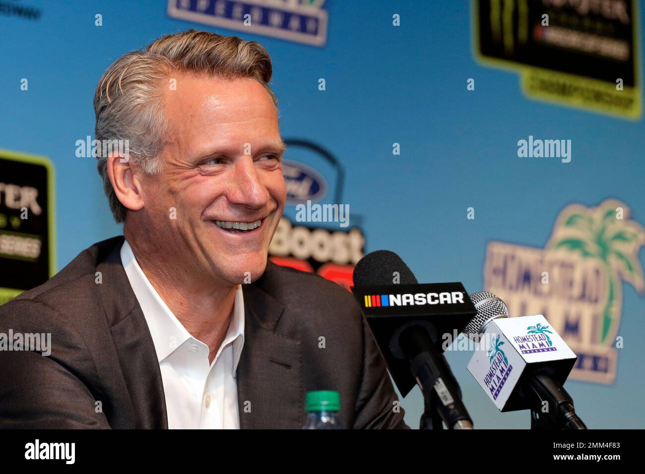 NASCAR President Steve Phelps speaks during a news conference before